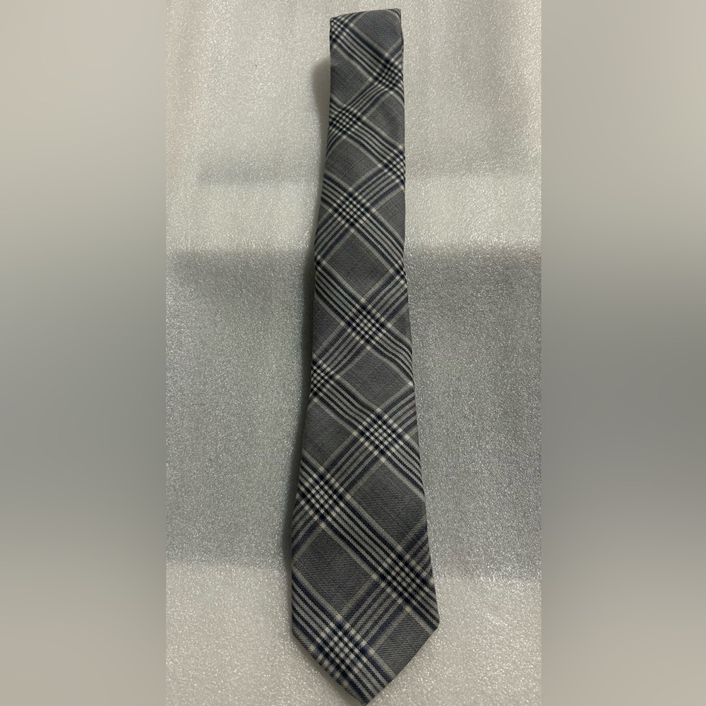 Brooks Brothers Black Fleece Thom Browne Gray Tartan Silk Slim Tie USA